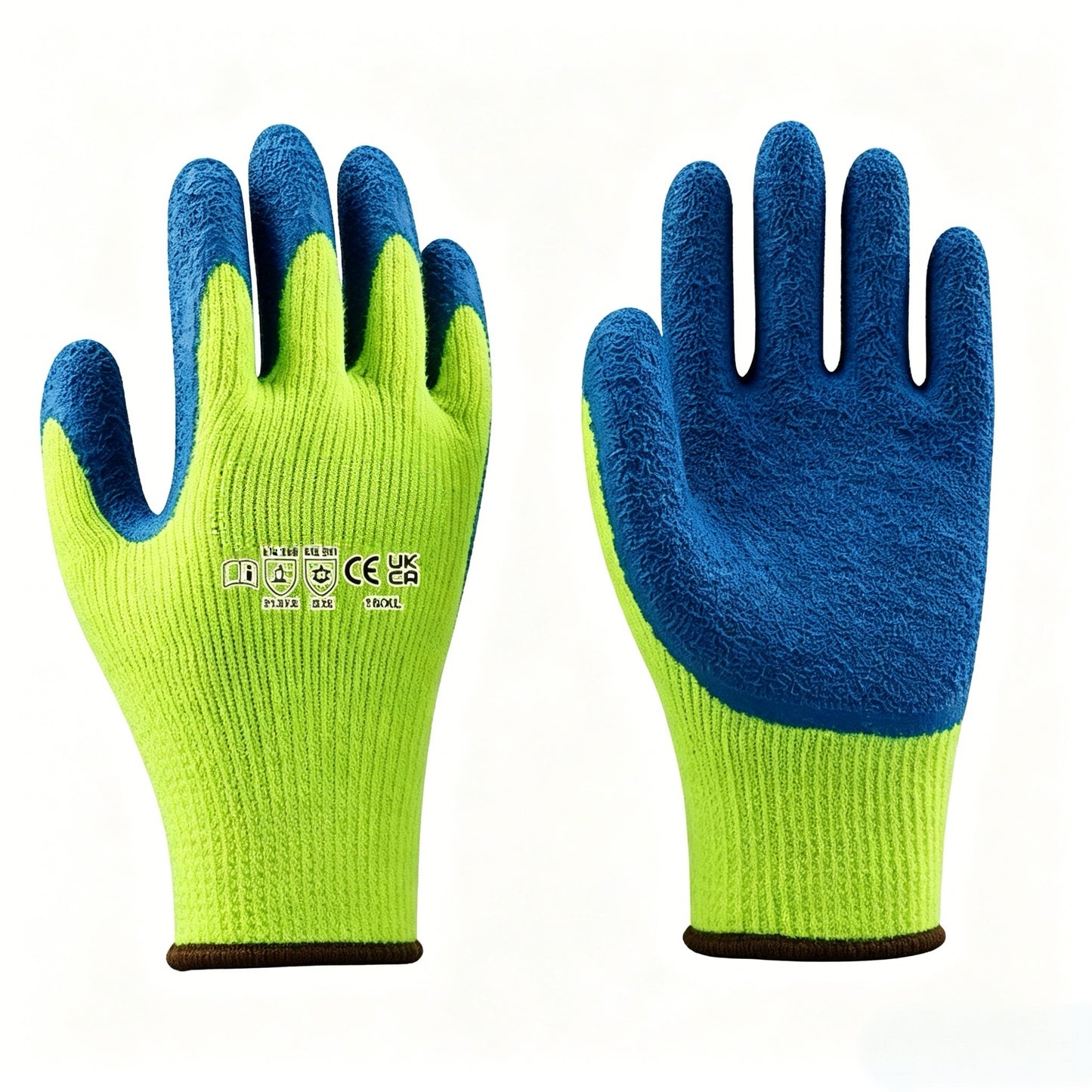 W1101 7 gauge thin acrylic terry lined winter gloves, crinkle latex coating, lightweight cold protection EN511 X2X, anti-tear puncture resistant for light cold work