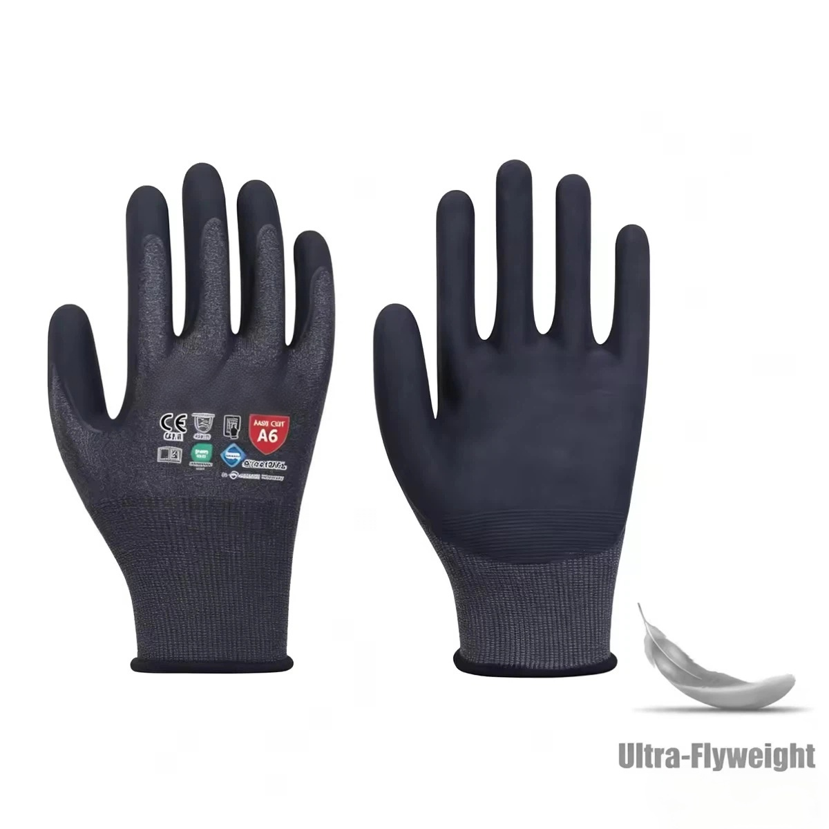 AM2106 21 gauge Adamas ultra-thin nitrile microfoam anti-cut gloves, ANSI A6 EN388 4X43F abrasion resistant industrial gloves