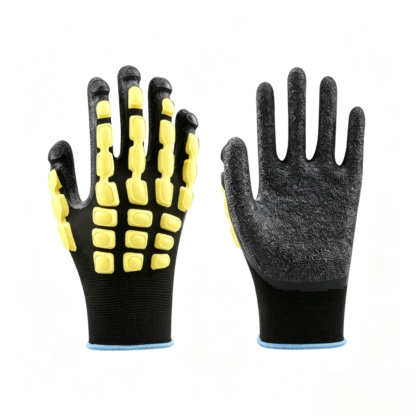 N9300 polyester liner dexterous impact resistant gloves, ideal for construction material handling, sandy nitrile anti-slip palm, ANSI/ISEA 138 impact level 1 for site work