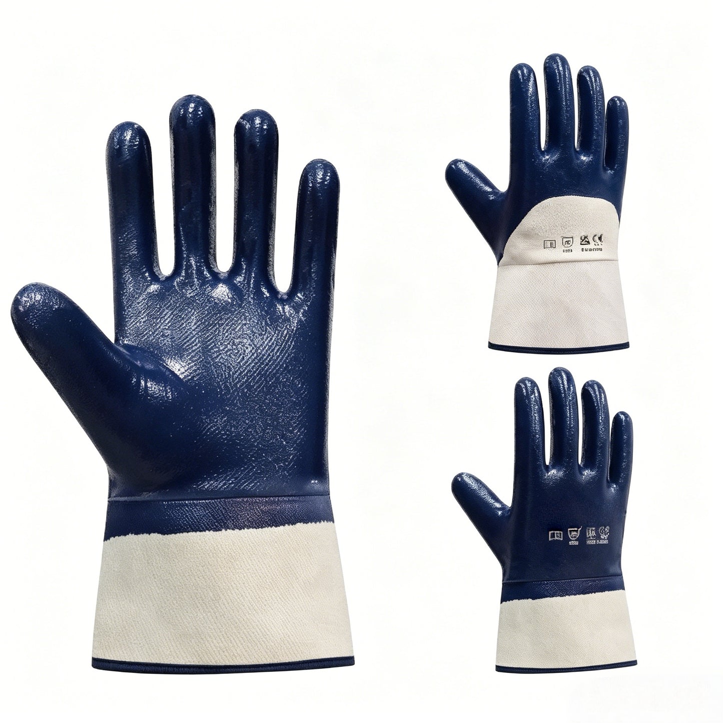 N1605 cut & sewn cotton jersey liner fully smooth nitrile gloves, heavy duty oil & water proof, reduces hand extrusion risk for mining logistics construction