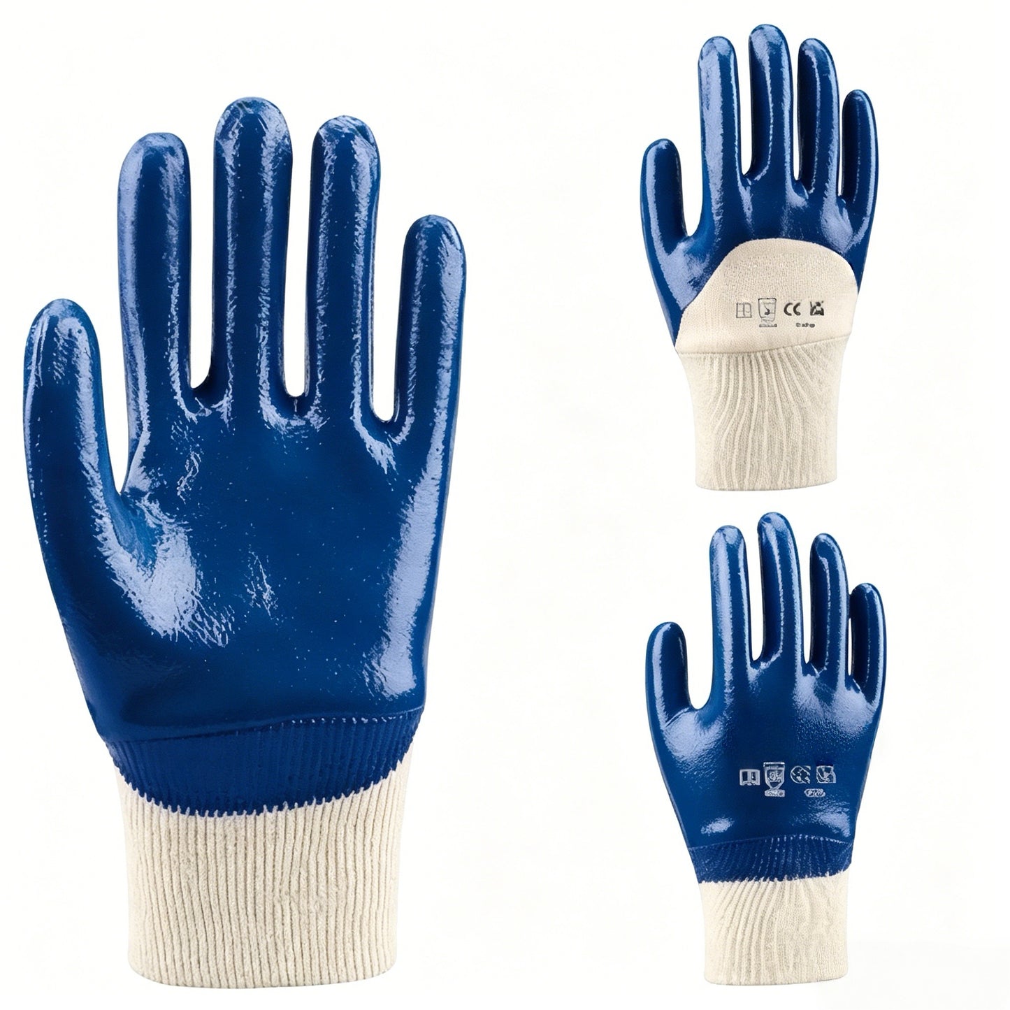 N6005 cut sewn cotton jersey fully smooth nitrile gloves, premium nitrile dip for strong chemical resistance, great wet & dry grip for harsh industrial environments