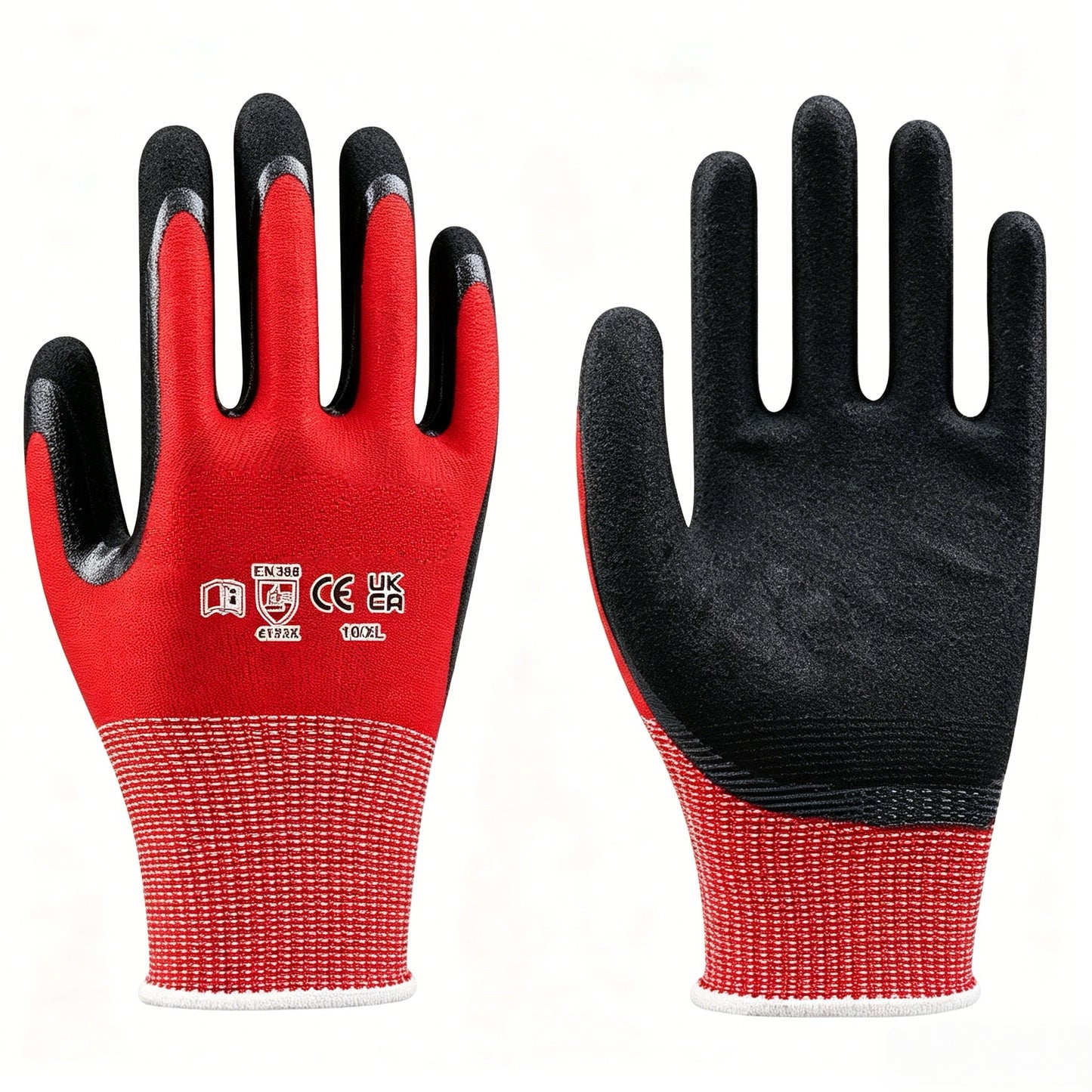 N2001 13 gauge polyester sandy nitrile safety gloves, excellent anti-slip grip against water & oil, durable abrasion resistance for maintenance & agriculture