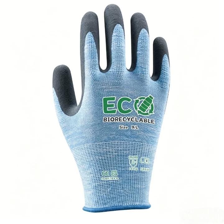 15G Recycled PET Yarn and Spandex Liner, with Latex Sandy Coated Gloves-2
