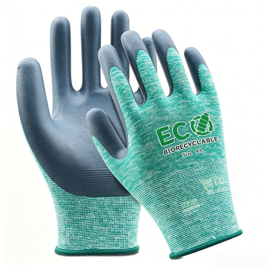 15G Recycled PET Yarn and Spandex Liner,  with Nitrile Foam Coated Gloves-1