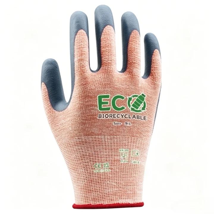 15G Recycled PET Yarn and Spandex Liner,  with Nitrile Foam Coated Gloves-4