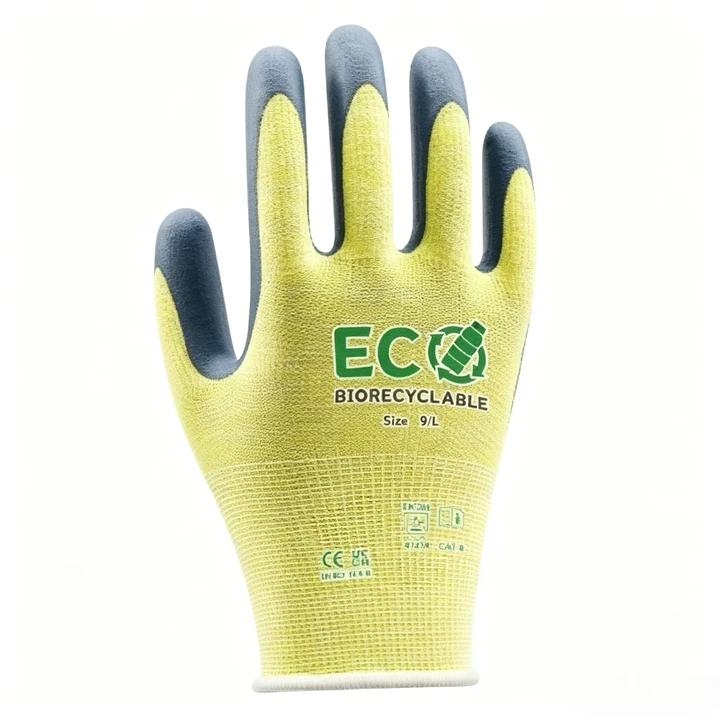 15G Recycled PET Yarn and Spandex Liner,  with Nitrile Foam Coated Gloves-5
