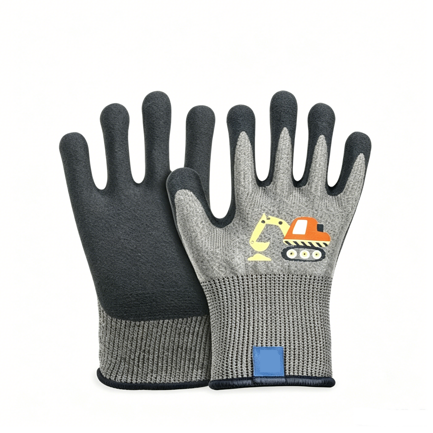 Kids Gloves Series product spec chart, 15 gauge polyester spandex liner sandy latex coated cut-resistant outdoor protective gloves for kids aged 3-12