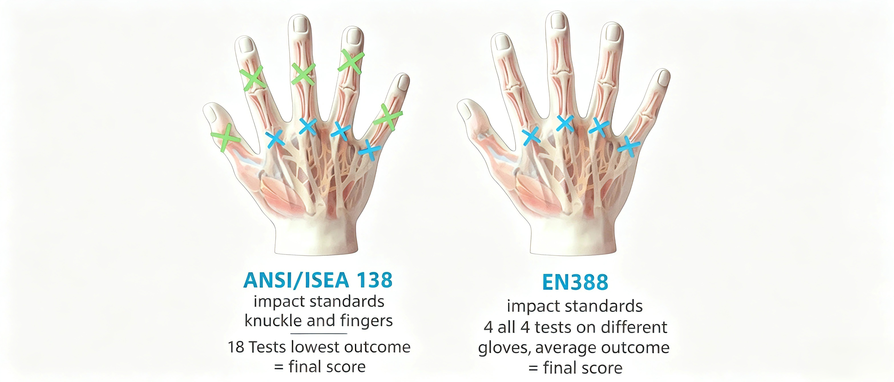 ANSI vs EN impact test points safety gloves full finger protection
