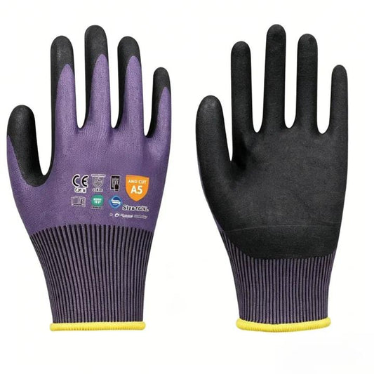 AD1805 18 gauge Adamas nitrile foam dotted palm anti-cut gloves, ANSI A5 new lightweight industrial protective gloves