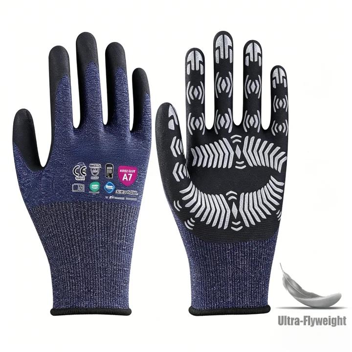 AD2107 21 gauge Adamas nitrile dotted palm high cut resistant gloves, ANSI A7 new industrial work gloves