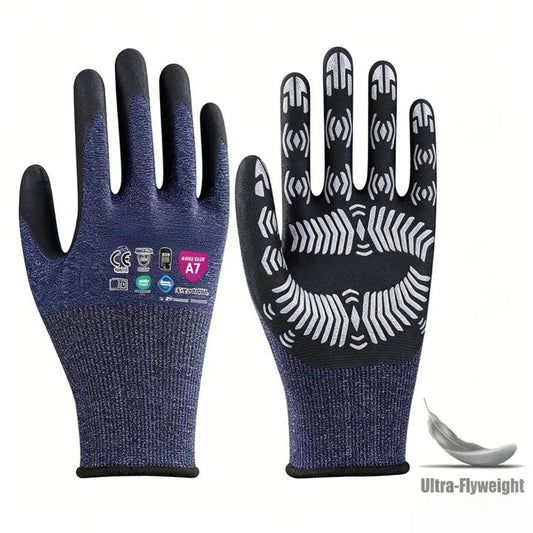AD2107 21 gauge Adamas nitrile dotted palm high cut resistant gloves, ANSI A7 new industrial work gloves