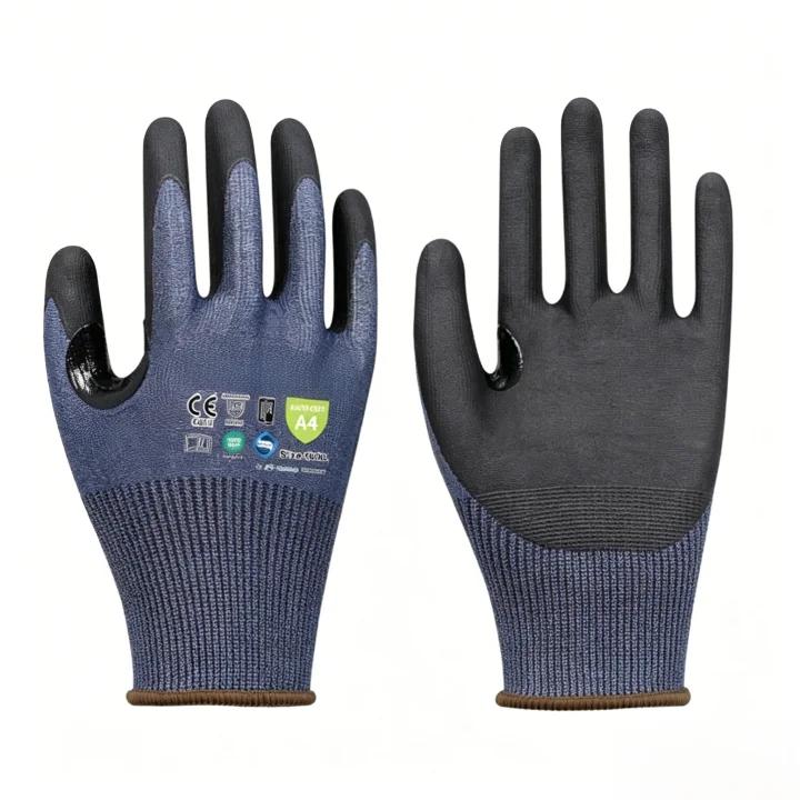 AM1804 18 gauge ultra-thin Adamas nitrile microfoam anti-cut gloves, ANSI A4 ultra-flexible precision work gloves