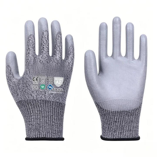 AP1302 13 gauge Adamas thin PU coated anti-cut gloves, ANSI A2 flexible precision handling industrial gloves