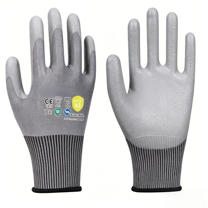 AP1503 15 gauge Adamas thin PU smooth anti-cut gloves, ANSI A3 lightweight precision assembly safety gloves