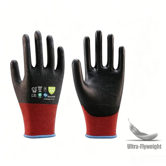 AP2104 21 gauge Adamas PU smooth coated anti-cut work gloves, ANSI A4 EN388 4X41D thin skin-friendly industrial safety gloves