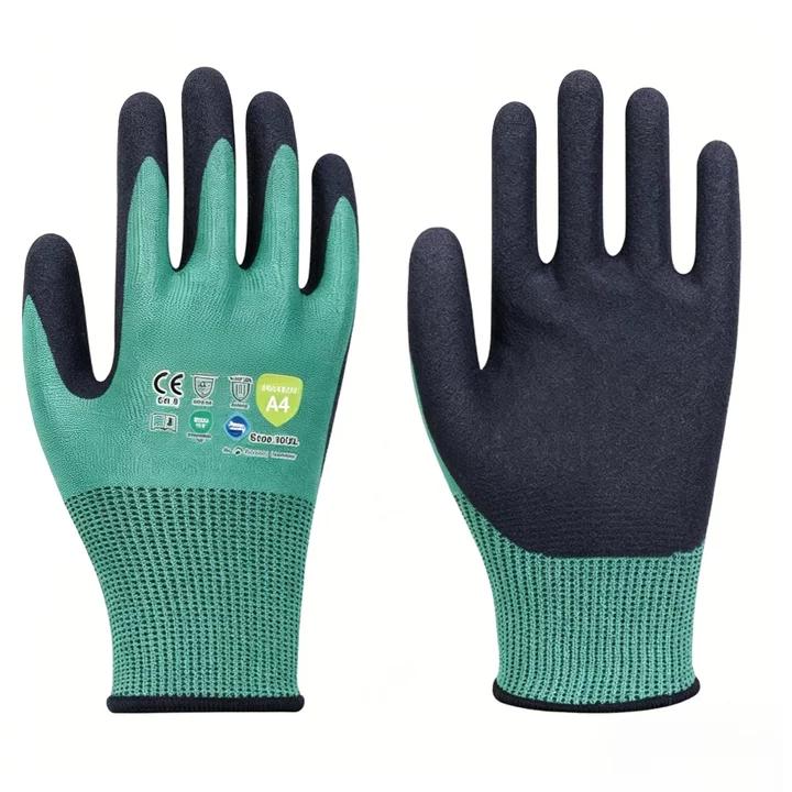 AS1504 15 gauge Adamas sandy nitrile anti-slip anti-cut gloves, ANSI A4 general industrial protective gloves