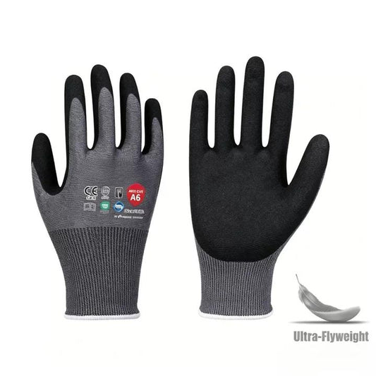 AS2106 21 gauge Adamas sandy nitrile anti-slip anti-cut gloves, ANSI A6 wet grip industrial safety gloves