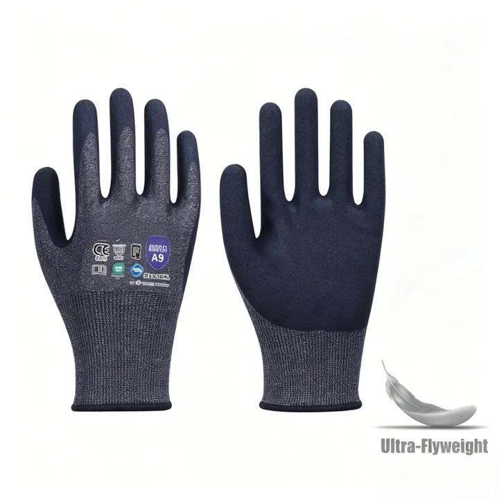 AS2109 21 gauge Adamas sandy nitrile maximum cut protection gloves, ANSI A9 heavy industry safety gloves