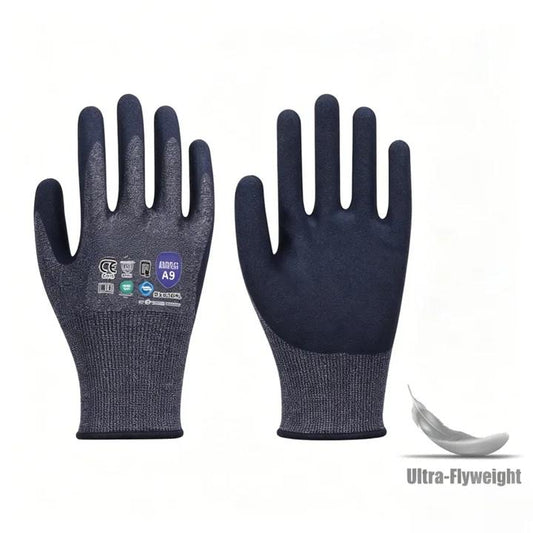 AS2109 21 gauge Adamas sandy nitrile maximum cut protection gloves, ANSI A9 heavy industry safety gloves