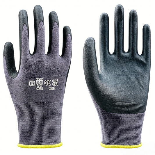N3501 13 gauge polyester nitrile foam gloves, high air permeability & flexibility, balanced abrasion and tear resistance for multi-scenario industrial use