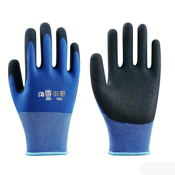 N2000 15 gauge seamless nylon spandex sandy nitrile gloves, optional single/double dipped design, ultra-breathable for precision part assembly