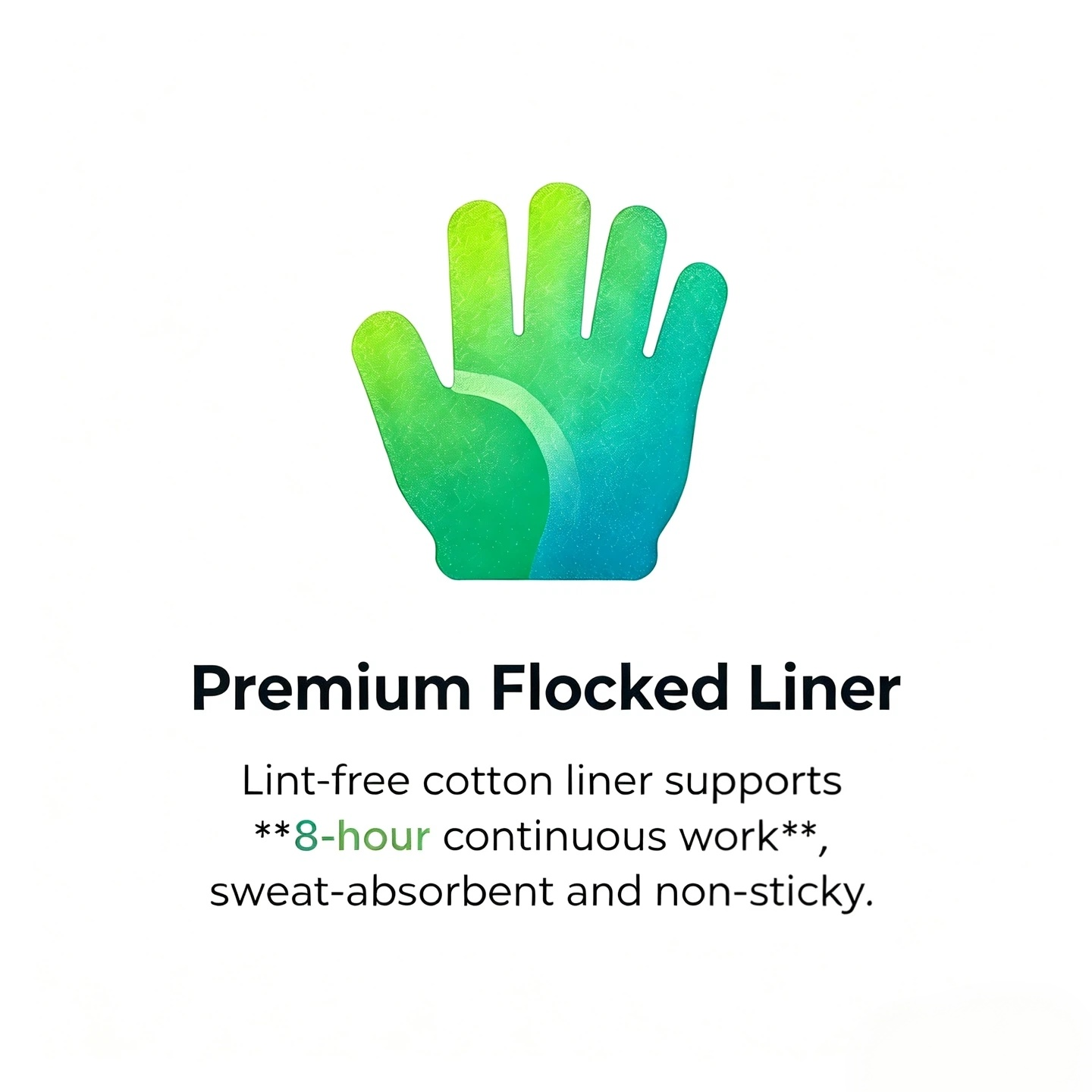 Premium flocked lint-free cotton liner long time work sweat absorbent gloves