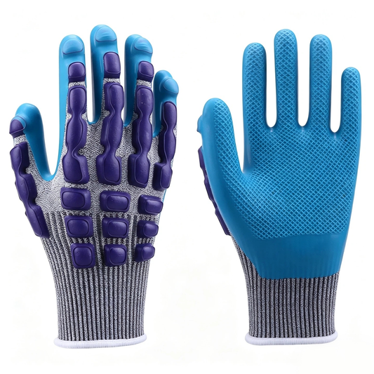 T5000 eco-latex coated impact resistant gloves, 13 gauge HPPE nylon liner, excellent grip & durability, ANSI cut A3, multi-scenario general industrial shock protection gloves