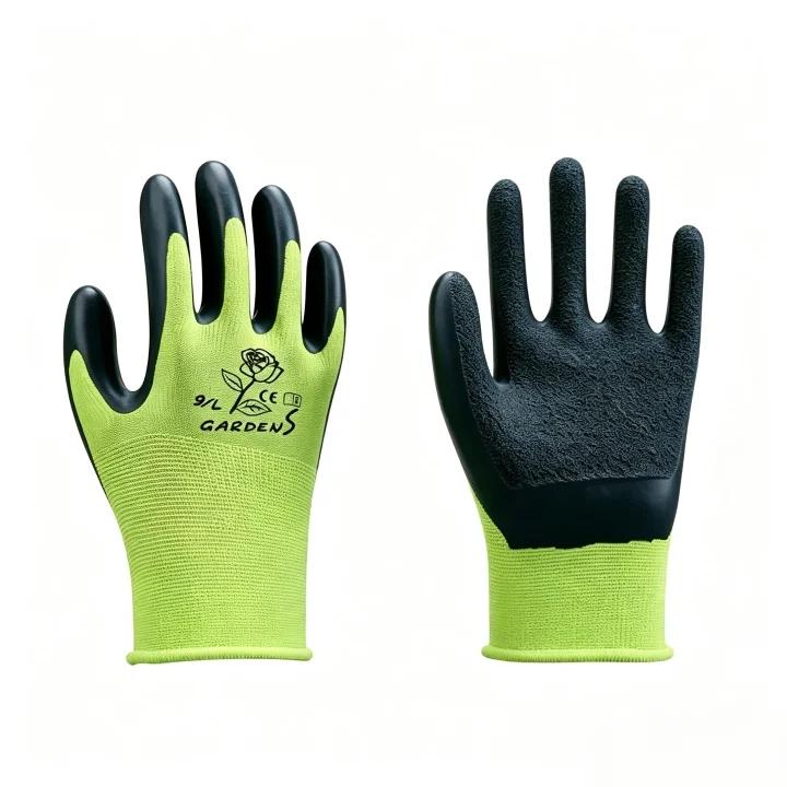 ECO-Latex Series gardening work gloves spec sheet, sandy eco-latex coated flexible protective gloves for garden & industry use