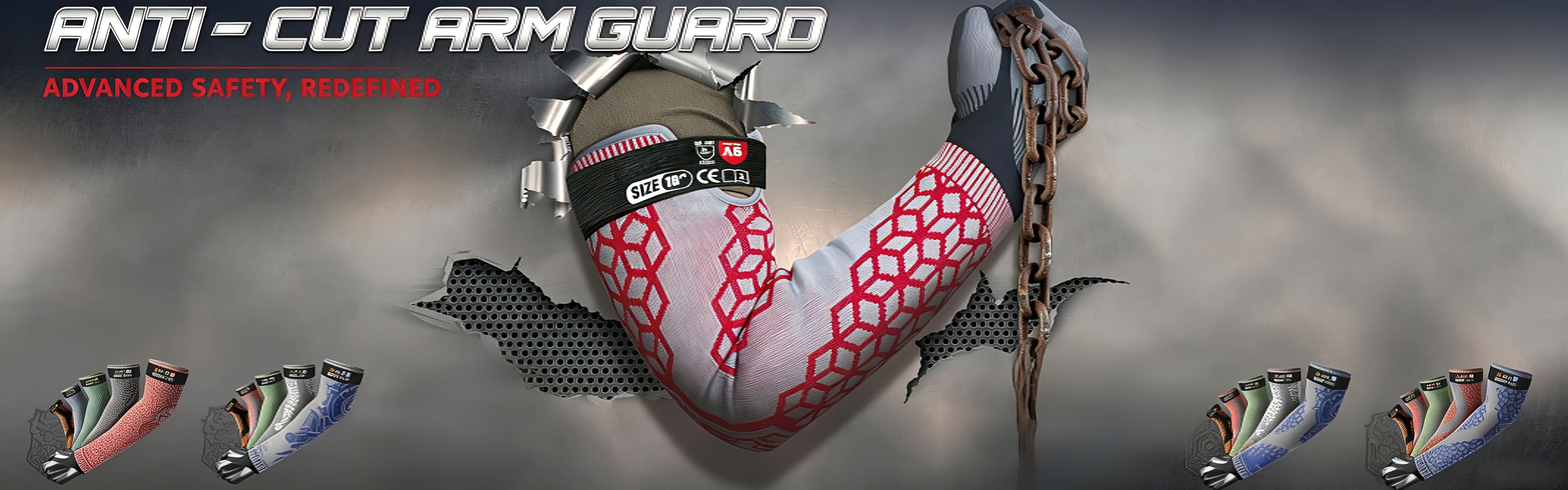 GuardianCut Pro anti-cut sleeve, ANSI A3-A9 cut resistant arm guard with dual fabric options & custom logo service for industrial safety