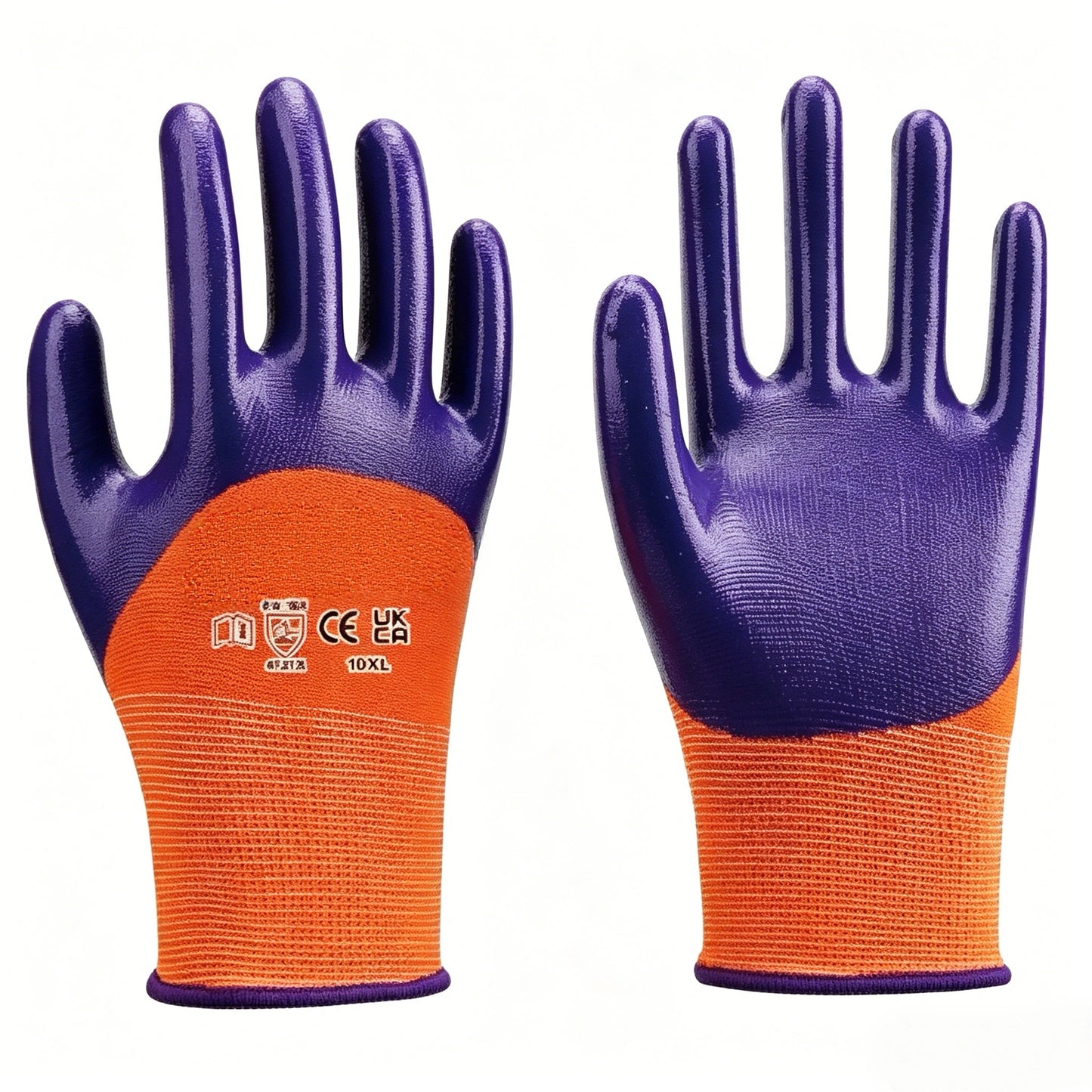 N1503 15 gauge half coated smooth nitrile gloves, enhanced back & finger protection, strong abrasion & tear resistance for dry working environments