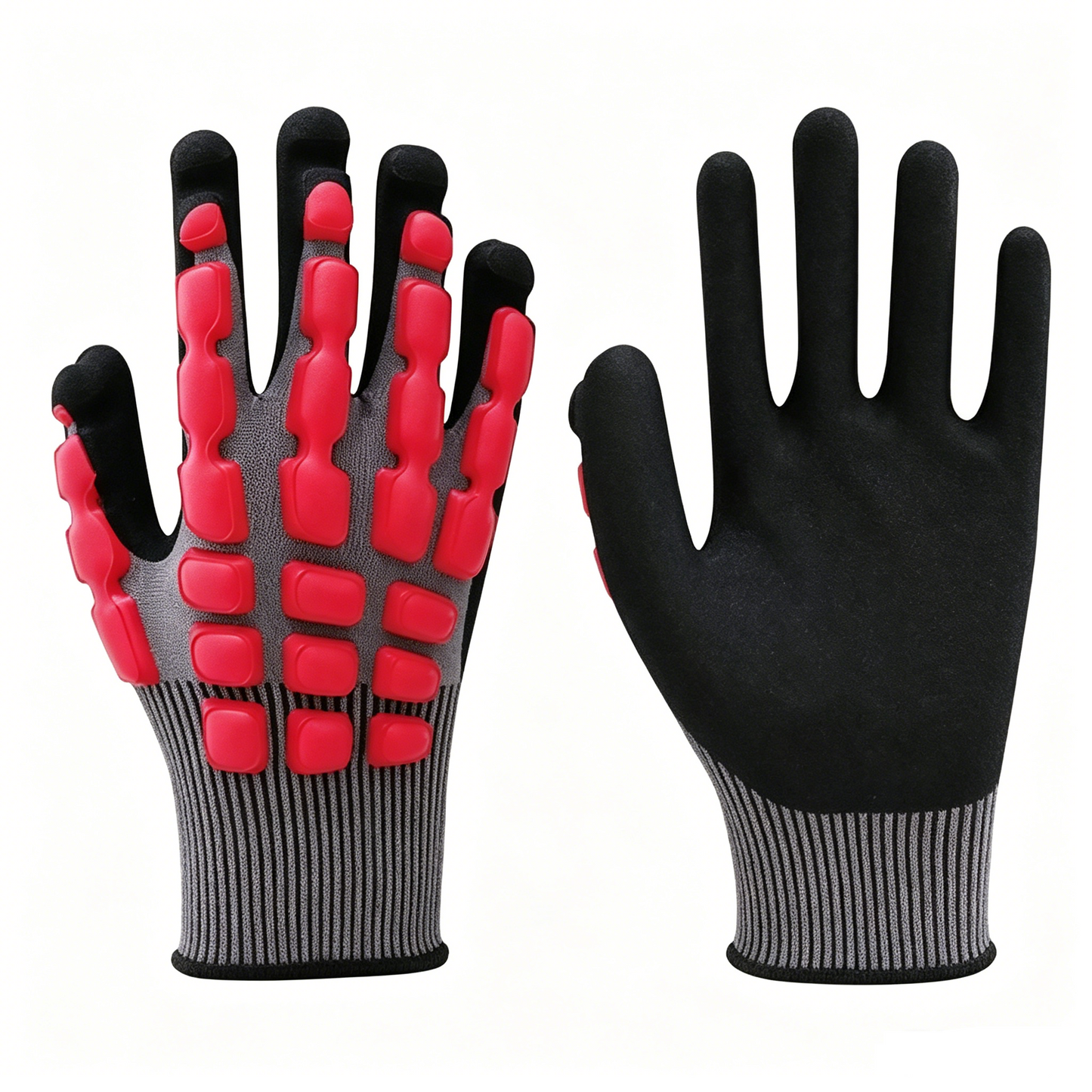 N9110 15 gauge Adamas impact gloves, ANSI cut level A5, sandy eco-nitrile coating, superior grip in dry & oily environments, CE certified heavy impact protective work gloves