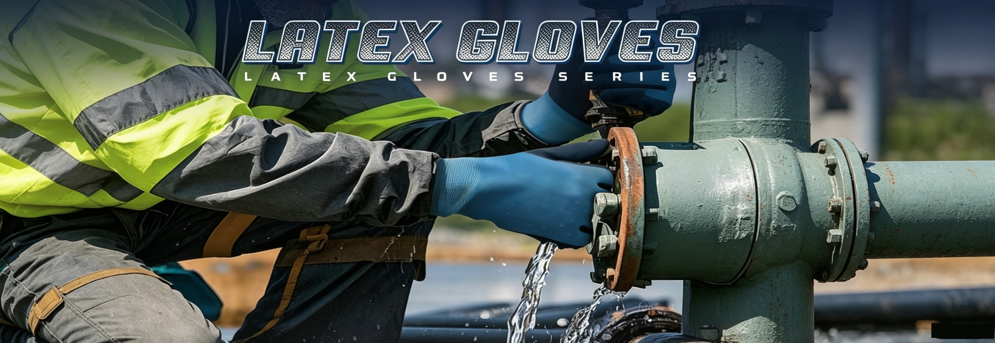 Latex work gloves series banner, 3 core upgrades & 4 technical advantages, 5 surface texture options, OEKO-Tex certified durable eco-friendly industrial safety gloves