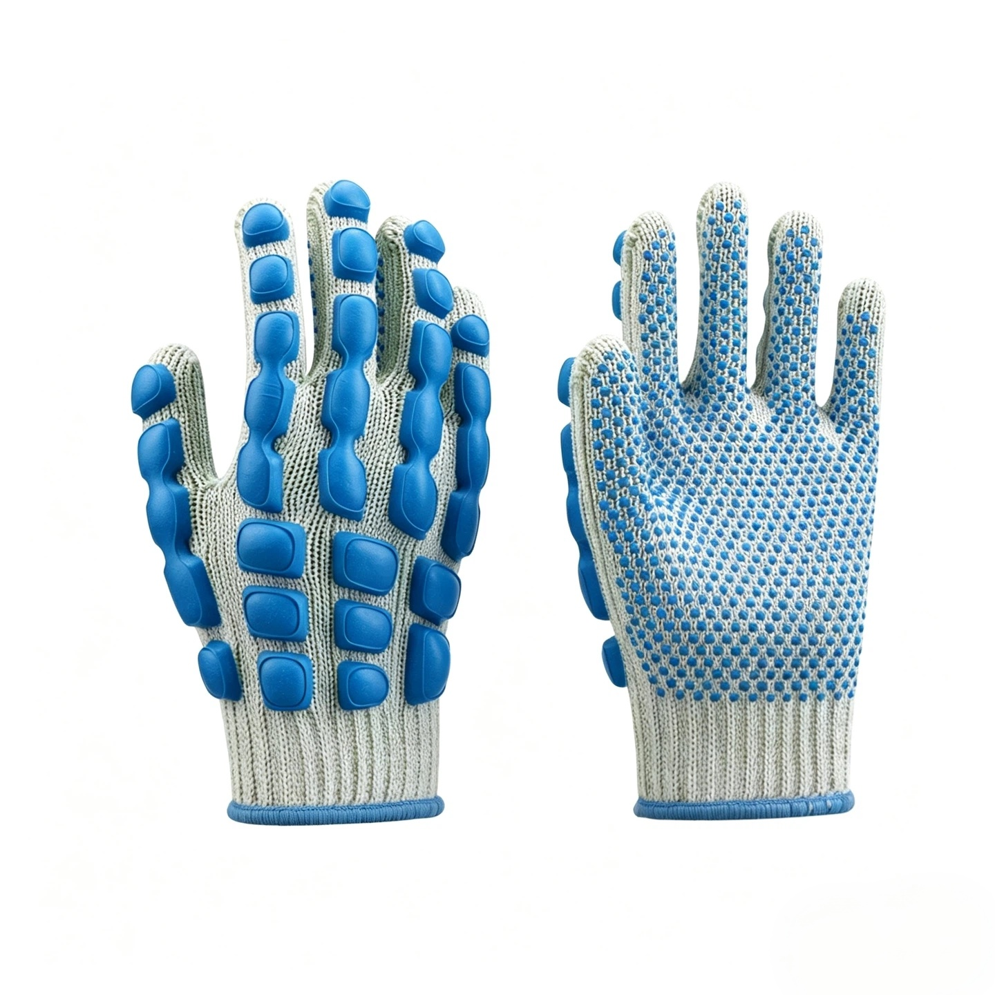 L9500 7 gauge thin polycotton impact & vibration resistant gloves, eco latex dotted palm, lightweight design for light-duty material handling & vibration reduction