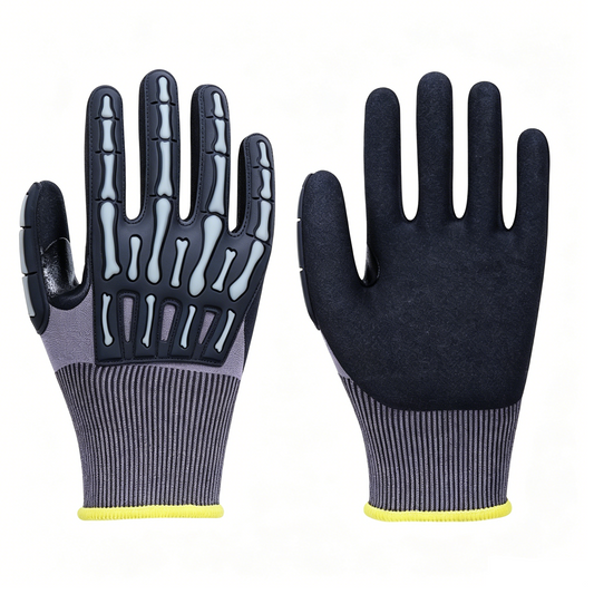 TX9050 metal-free Adamas cut A4 impact safety gloves, no metal wires, comfortable long-time wear, sandy nitrile palm, stable anti-cut & anti-impact performance