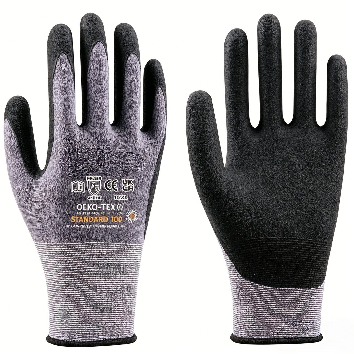 N2501 15 gauge nylon spandex micro foam nitrile gloves, soft thin coating for touch screen compatible precision handling, high wear resistance