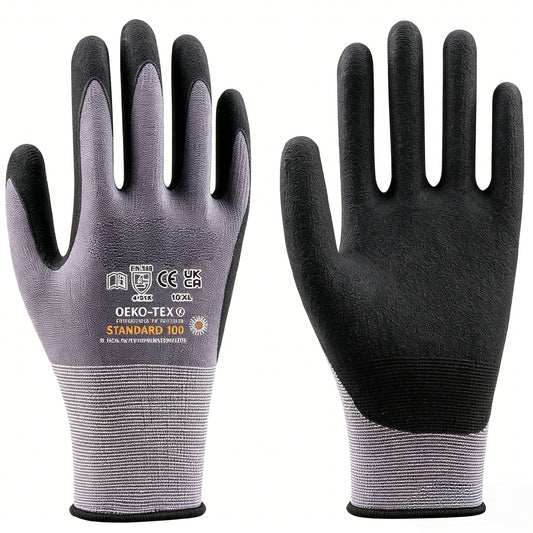 N2501 15 gauge nylon spandex micro foam nitrile gloves, soft thin coating for touch screen compatible precision handling, high wear resistance