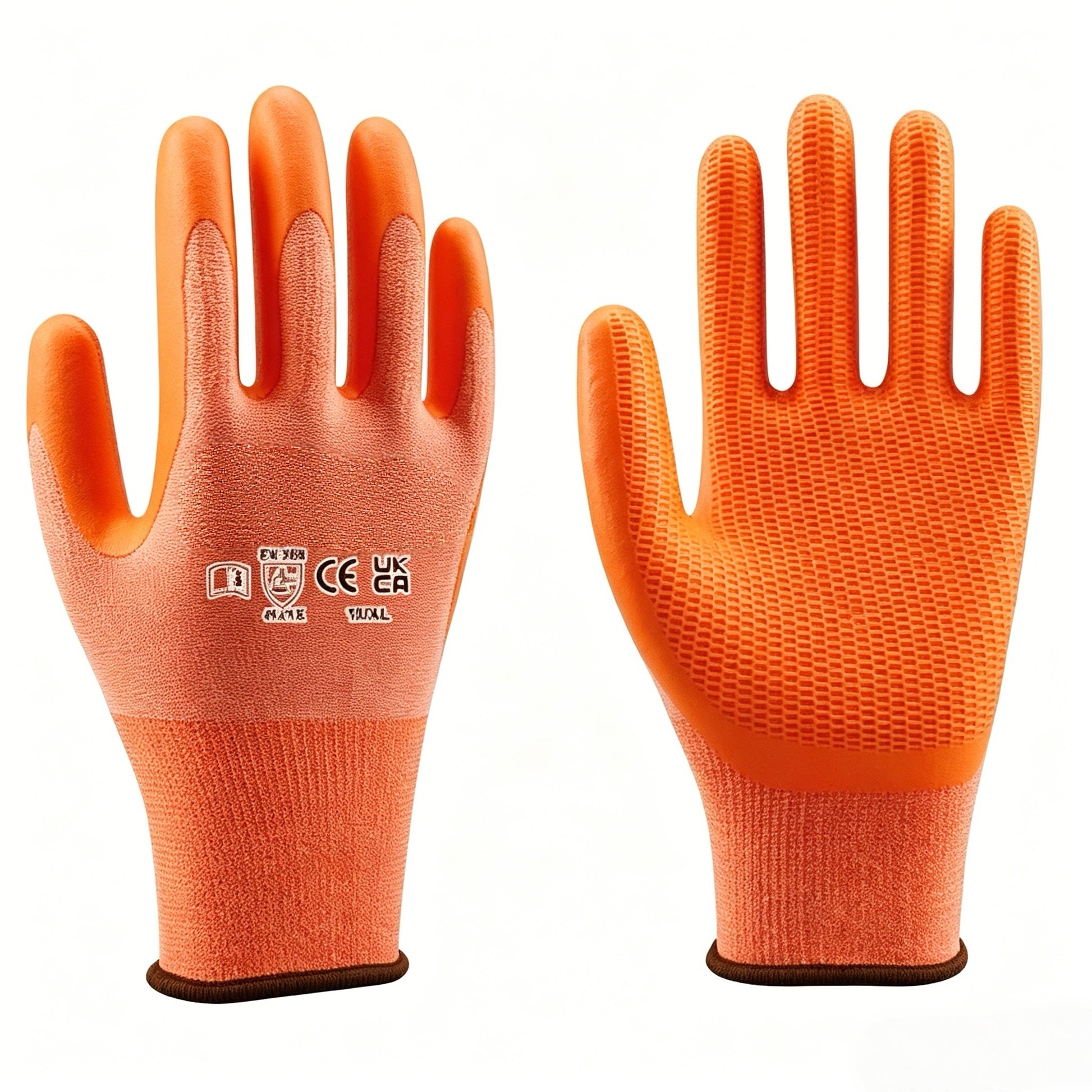  N1000 13 gauge polyester spandex nitrile foam work gloves with patterned palm grip, high abrasion resistance for general construction & handling tasks