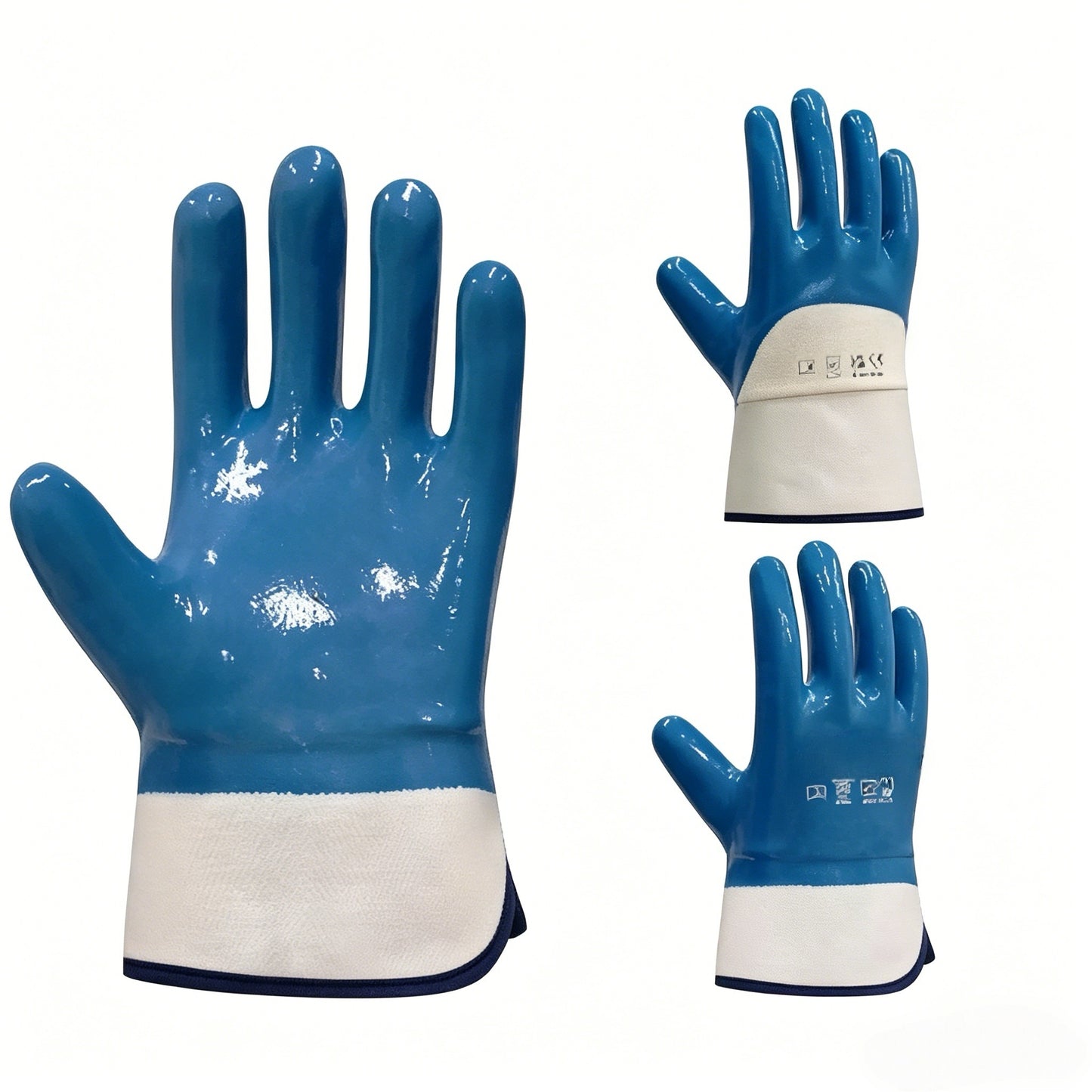 N5005 high quality fully dipped smooth nitrile cut & sewn cotton gloves, excellent chemical & abrasion resistance, thick coating for maximum hand protection