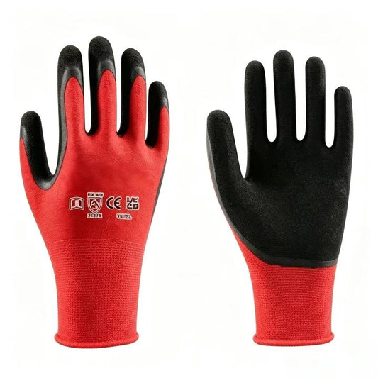L2001 13 gauge seamless polyester liner sandy latex work gloves, lightweight breathable design, ideal for delicate small parts handling tasks