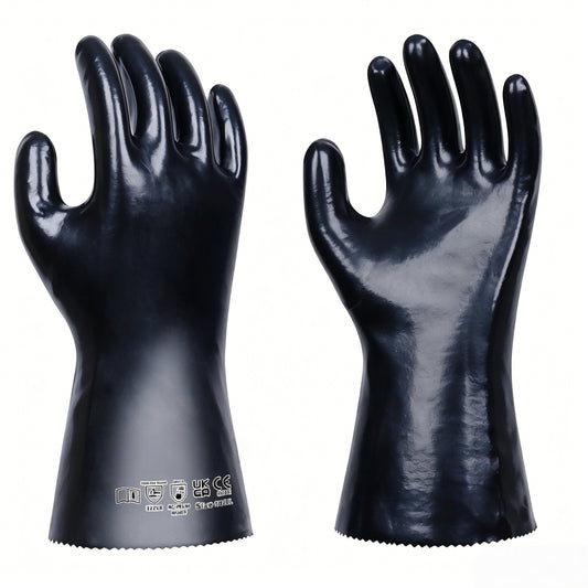 N7500 cut & sewn cotton interlock smooth neoprene chemical gloves, heavy acid & alkali resistance, comfortable cotton liner, tight fit for long-hour chemical processing